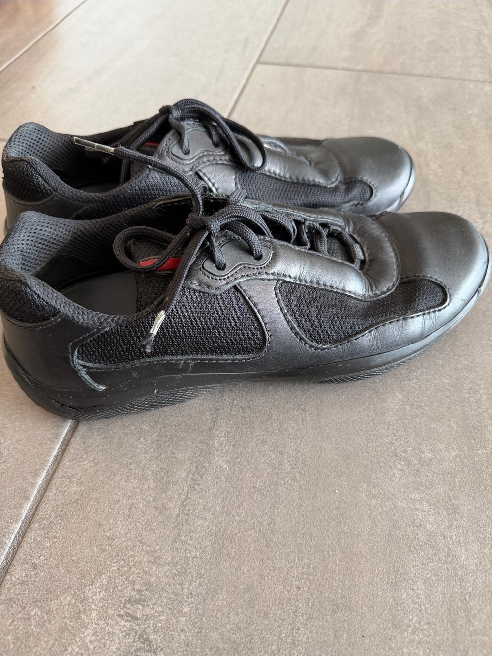 Prada Men's Black Athletic Lace-Up Shoes
